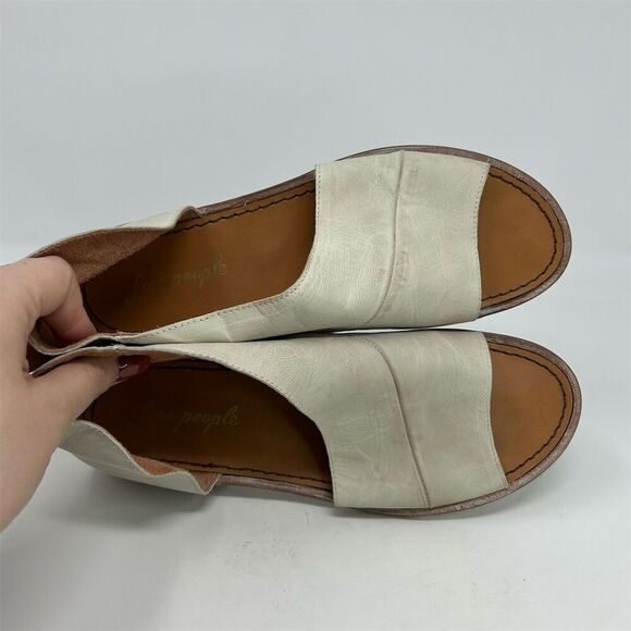 Free People Mont Blanc White Cream Leather Heeled Sandals Size 40 (US 10) - Picture 11 of 13